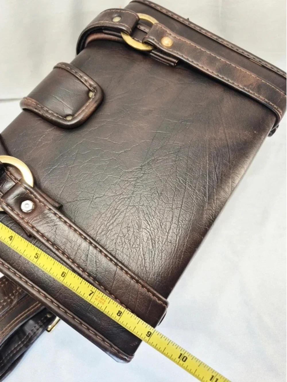 Vintage 70's Brown Leather hard case camera equipment carrierbag c